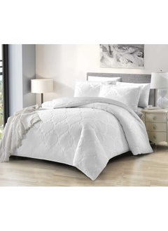 Buy COMFY 6PC ULTRA LUXURIOUS COTTON EMBROIDERED COMFORTER SET KING SIZE WHITE in UAE