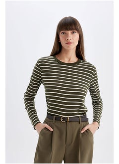 Buy Woman Knitted Regular Fit Crew Neck Long Sleeve T-Shirt in Egypt