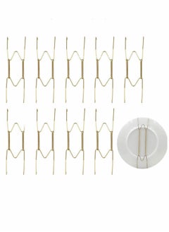 اشتري 10Pieces Invisible Plate Hangers Wall Stainless Steel Decorative Wire Holders in Various Sizes with 10 Pieces Hooks for Plates and Art في الامارات