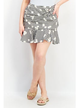 اشتري Women Textured Mini Skirt, White/Black في الامارات