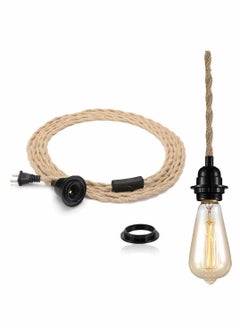 اشتري DIY 15ft Industrial Retro Ceiling Pendant Cord Pendant Light Kit Switch Plug Fabric Outlet Set E26 E27 Lighting Fixture Cable في السعودية