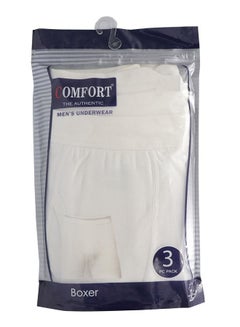 Buy Mens Boxer 3pc Cotton Rib White in UAE