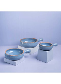 Buy Pottery 3 Piece Pans Set Blue in Egypt