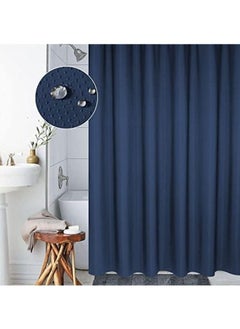 Buy Premium Shower Curtain Waterproof Thickened Polyester Fabric Durable Mildew Stain Resistant Stylish Curtain (Blue 180 x 180 cm) in UAE