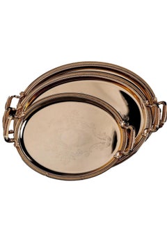 Buy Tabasi stainless steel oval luxurious set of 3 decorated with gold in Saudi Arabia