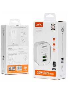اشتري شاحن السفر Ldnio A201 TYPE-C مع منافذ USB مزدوجة باللون الأبيض في مصر