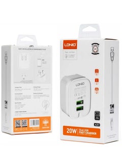 Buy Ldnio A201 TYPE-C Travel Charger with Dual USB Ports White in Egypt