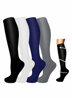 اشتري Compression Socks, 4 Pairs for Women and Men, 20-30 mmHg is Best for Athletic, Travel, Running, Fitness, Reduce Calf Pain Faster Recovery(Multicolors) L/XL في السعودية