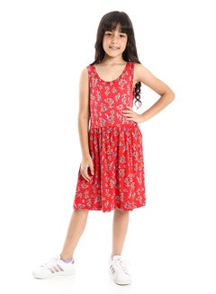 Buy Girls Soft & Comfy Sleeveless Floral Dress - Red in Egypt
