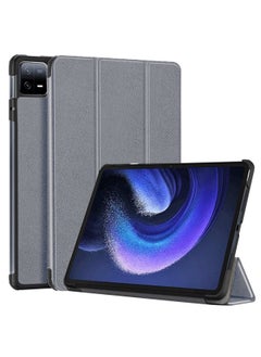 اشتري غطاء حماية خلفي ذكي مصنوع من الجلد لهاتف Xiaomi Pad 6 / Pad 6 Pro مقاس 11 بوصة 2023 رمادي في الامارات