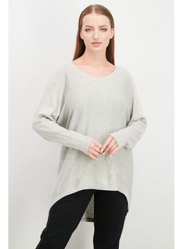 Buy Women Textured Long Sleeve Sweatshirt, Frost Grey in Saudi Arabia