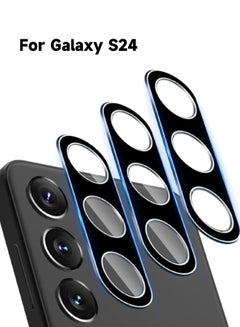 اشتري 3 عبوات من واقي عدسة الكاميرا Samsung Galaxy S24، واقي كاميرا من الزجاج المقوى لهاتف Samsung S24، فائق الدقة، صلابة 9H، مضاد للخدش، سهل التركيب - أسود في الامارات