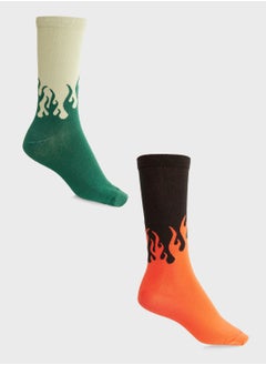 Buy 2 Pack Flames Crew Socks in Saudi Arabia