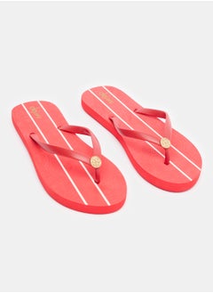 اشتري Everyday Striped Flip Flops With Brand Logo في مصر