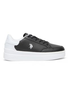 Buy Women's Black Low-Top Sneakers - Sleek Style with Lace-Up Design and Contrast White Heel Accent for Everyday Wear in UAE