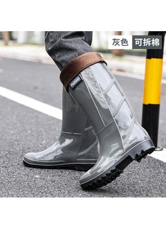 Buy Fashionable Mens Tall Rain Boots Warm Lined Slip-Resistant118 High-gray cotton 118 High-gray cotton in Saudi Arabia