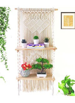 Buy Macrame Indoor Wall Hanging Shelf Hand Woven Bohemian Décor 104x43 in Egypt