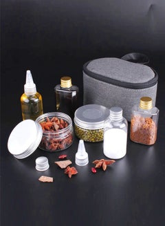Buy 7-Pieces Portable Spice Seasoning Jars Pouch BBQ Organizer Condiment Bottles Set Travel Containers With Carry Bag For Camping Barbecue Picnic Outdoor BBQ Set in UAE