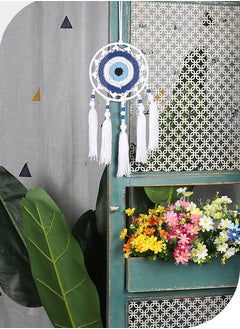 Buy Blue White Cotton Tassel Handwoven Dream Catcher For Decoration in Saudi Arabia