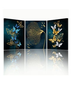 اشتري Butterfly Canvas Painting, Nordic Wall Art Poster, Gold Print Scandinavian Decoration Picture, No Frame Wall Pictures for Bedroom, Living Room, Artwork Home Decor (40*30 cm, 3 Pcs) في السعودية