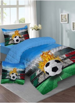 Buy Single Summer children's Bedding Set with compressed Insert- 4 Pieces- Juno - Blue - Gray in Saudi Arabia