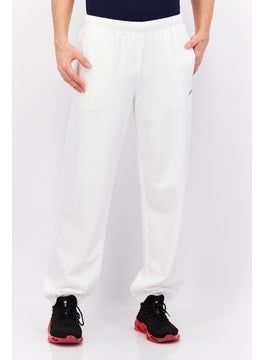 اشتري Men Regular Fit Brand Logo Sweatpants, White في الامارات