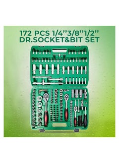 Buy 172 Pcs Wrench Tool Set Screwdriver Bit Set Box Spanner Set 1/4 3/8 1/2 DR.Socket Bit Set Industrial Grade CrV Steel in Saudi Arabia