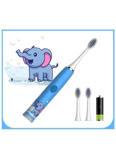 Buy Cartoon Pattern Kids Automatic Electric Toothbrush Ultrasonic Waterproof Toothbrush with 3 Brush Heads in UAE