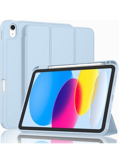 اشتري Protective iPad 10th Gen 10.9 Case 2022, Slim Stand Smart Cover With Pencil Holder And Trifold Stand -Sky Blue في الامارات