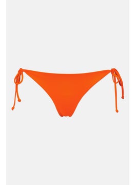 Buy Women Solid Tie Closure Bikini Bottom, Orange in UAE