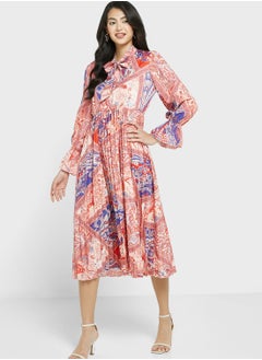 Buy Printed Semi Pleated Dress in Saudi Arabia