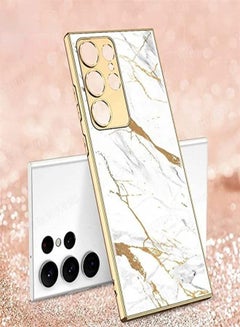 Buy Compatible with Samsung S23 Ultra 6D Plating Glass Silicone Phone Case Electroplated in UAE