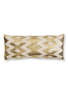 اشتري Tara Filled Cushion, Ivory & Gold - 30x70 cm في الامارات