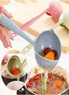 اشتري Soup Spoon 2 In 1 Wheat Straw Long Handle Home Kitchen Porridge Ladle Filter,Assorted colors في مصر