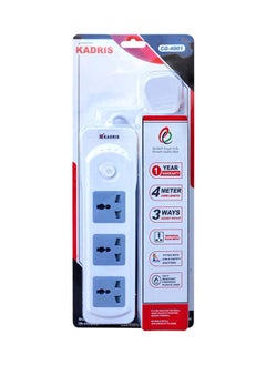 اشتري Power Strips CG-4001 Heavy Duty Extension Cord with 3 way Outlets with switch, Charging Socket with 4 meter Heat resistant  Extension Cord (White) ESMA approved في الامارات