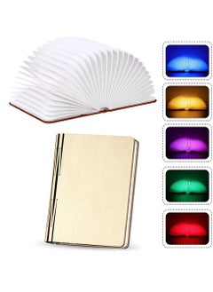 Buy Folding Book Light, Portable LED Wooden Light 5 Colors USB Bedside Night Creative Lighted Suitable for Bedroom Reading Home and Office Decoration Gift (White Maple Wood, 17x14x2.5 cm) in Saudi Arabia