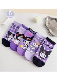 اشتري 5 Pairs Sanrio Short Socks Cartoon Kuromi Cute Cotton Socks Summer Ankle Boot Low Cut Socks في الامارات