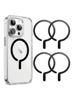 Buy 4Pcs Universal Metal Rings Compatible with Magsafe Sticker Magnetic Wireless Car Charger Black in Saudi Arabia