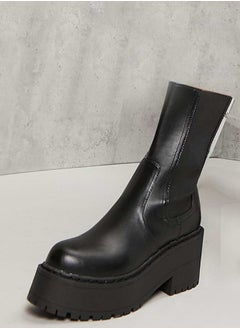 Buy Tall boots with black leather rubber in UAE