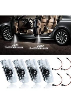 اشتري 4 Pack LED Car Door Logo Light Projector, Welcome Laser Lights Car Door Courtesy Lights 3D Logo Door Lights White LED Projector Lamps for RXESGXLSLXISGSRCUX Series Lexus Door Light Replacement في السعودية