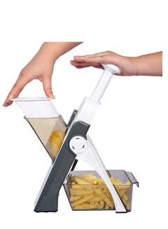 Buy Vegetable Cutter Mandoline Slicer Once For All Food Chopper Dicer Fruit French Fry Julinner Grey in UAE