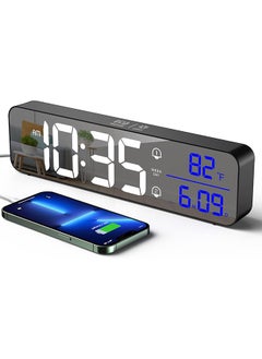 Buy Digital Clock for Bedrooms, Plug-in Digital Alarm Clock, Day Calendar Clock, Chargable, Snooze Mode, Custom Brightness, Loud Alarm Clock Radio(black) in Saudi Arabia