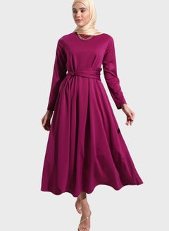 Buy Belted Long Sleeve Dress in UAE