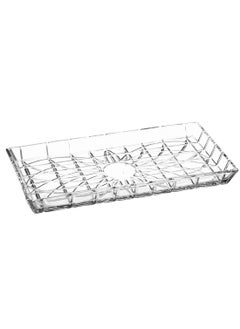 Buy Rectangular glass serving plate with squares 27*14 cm in Saudi Arabia