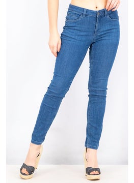 اشتري Women Regular Fit Plain Stretchable Denim Jeans, Blue في الامارات