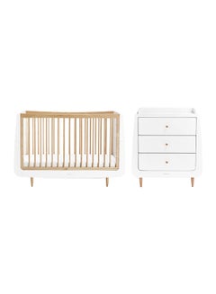 اشتري Kot Skandi 2 Piece Baby Nursery Furniture Set Convertible Nursery Cot Bed With 3 Mattress Height And Changing Unit في الامارات
