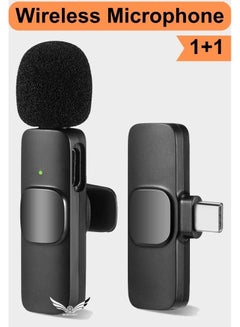 Buy Wireless Microphone Clip-on Microphone Single Lavalier Omnidirectional Collar Mic Microphone for Video Recording TikTok Live Stream Youtubers Interview Compatible with Type C Devices in UAE