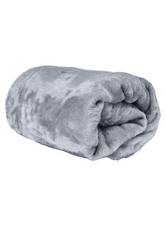 Buy Double Micro Fleece Flannel Blanket 260 GSM Super Plush and Comfy Throw Blanket Size 200 x 220cm Grey in UAE