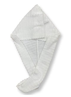 Buy Ribbed Cotton Hair Towel Wrap White in UAE