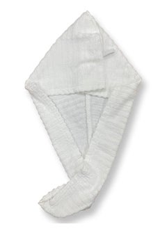 Buy Ribbed Cotton Hair Towel Wrap White in UAE